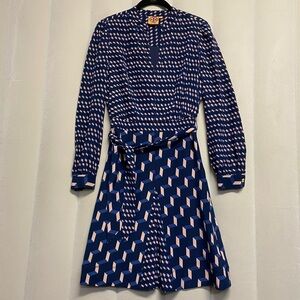 Tory Burch Women’s Judi Dress Size 2 100% Silk Belted Designer Luxury Feminine